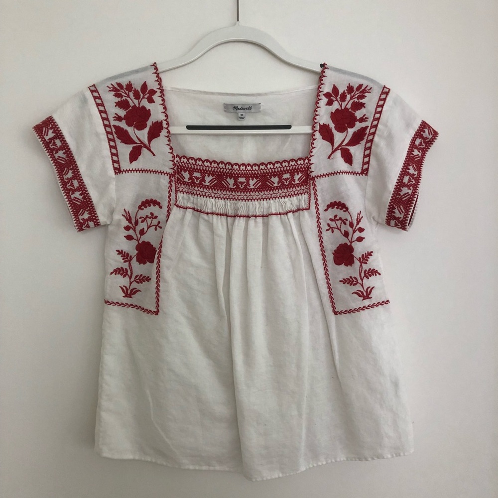 Madewell Embroidered Linen Top ✨